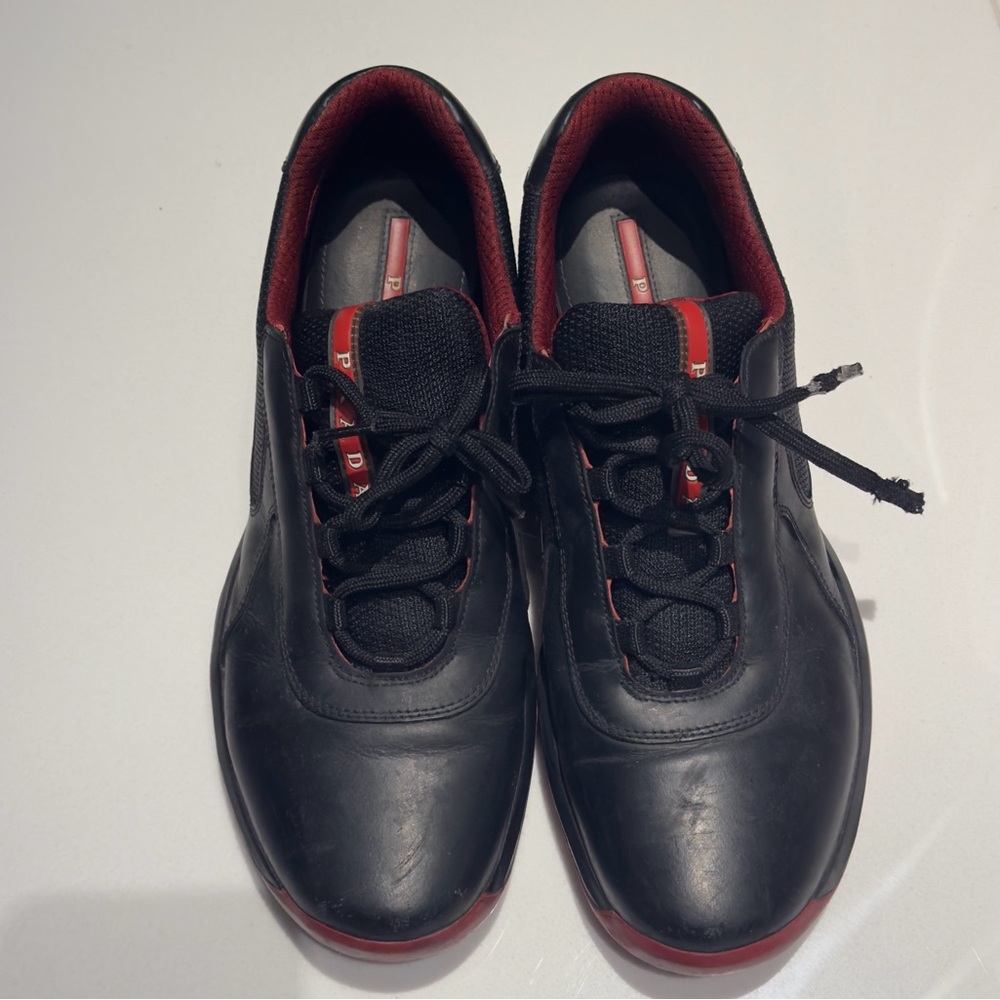 Prada trainer leather black sneakers